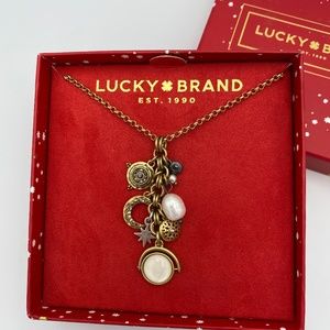 Lucky Brand Antique Gold, Charm Long Necklace